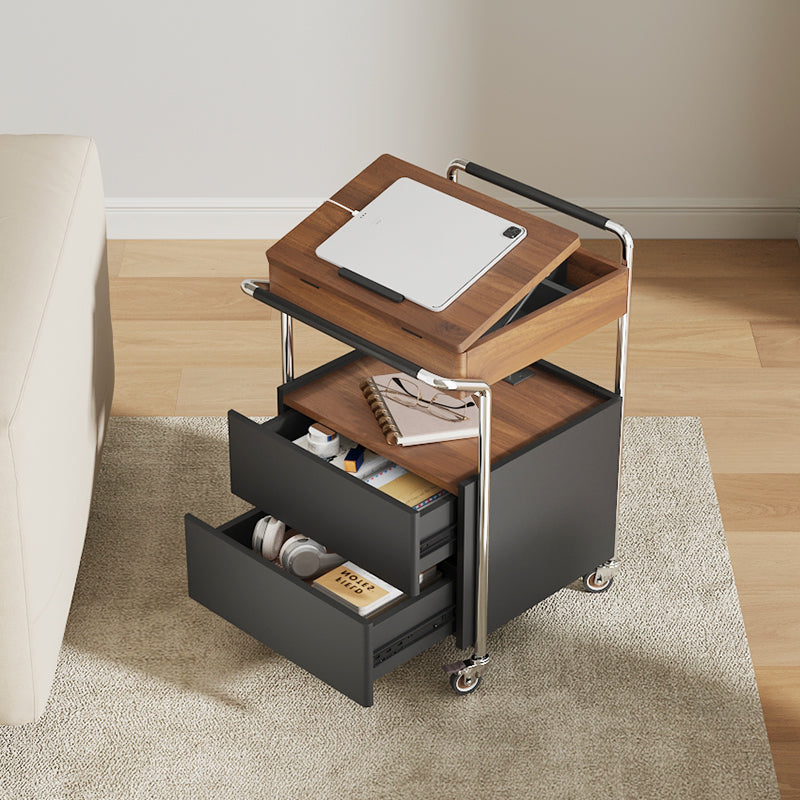 Multifunctional Side Table with Storage and Power Strip