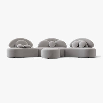 Elina Nordic Gray 7 Seater Curved Sectional Sofa & Couch