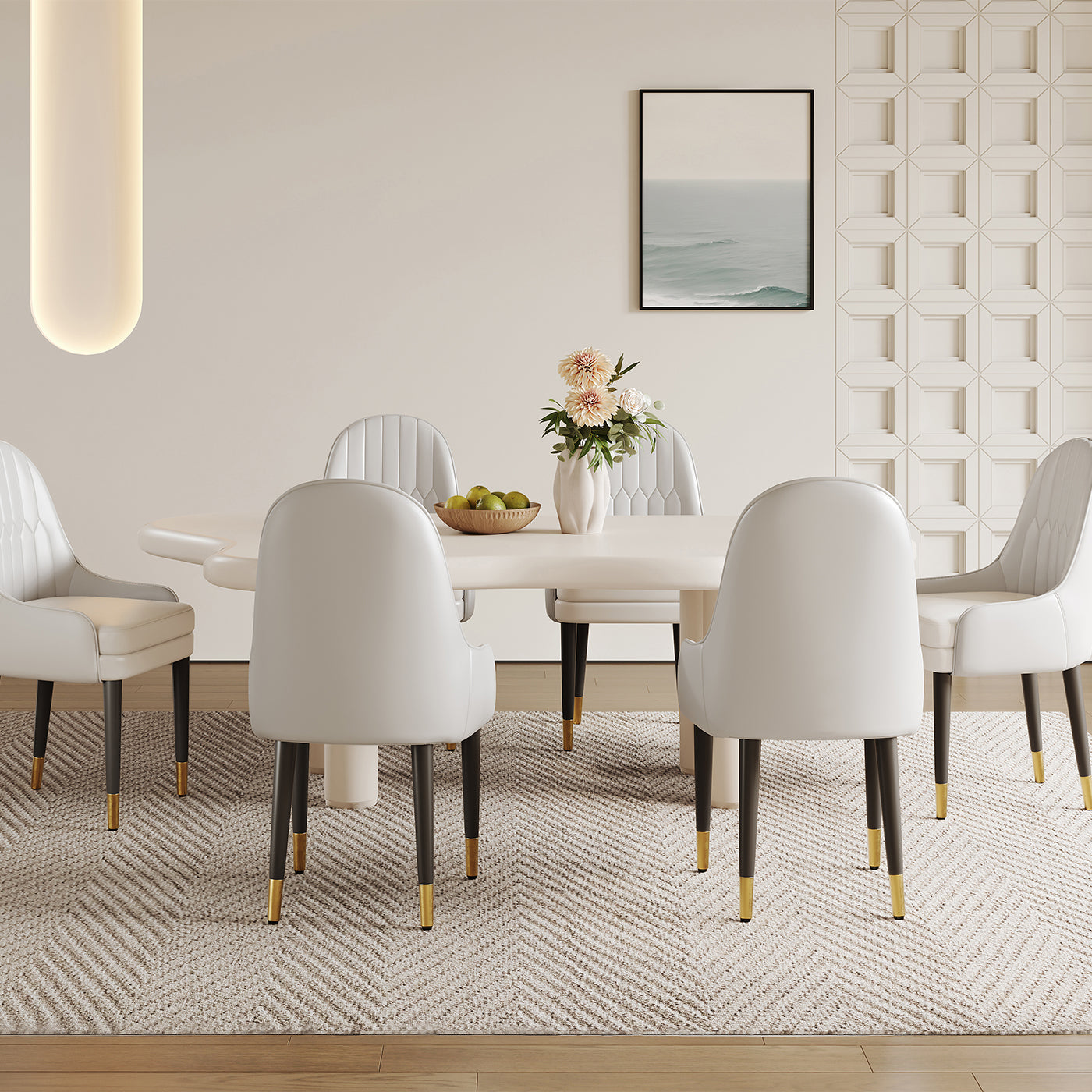 Elina Nordic 4-Leg Dining Table with Irregular-Shaped Tabletop