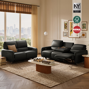 V,{Top-Grain Leather-Black?3-2 Seat Set}