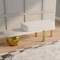 Eden Common Luxury White & Gold Entryway Bench with Abstract Metal Legs