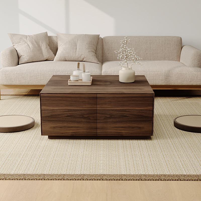 Miya Japandi Square Coffee Table with Drawers