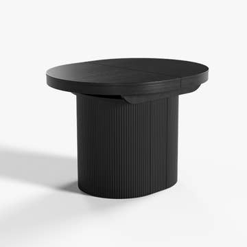 George Modern Black Oval & Round 43.3-55.2 Inch Extendable Small Butterfly Leaf Dining Table Set with 4 Chairs for 4