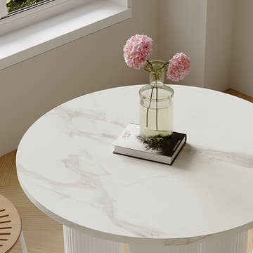 Kelly Nordic 39.4 Inch 3 Legs White Round Dining Table for Small Spaces