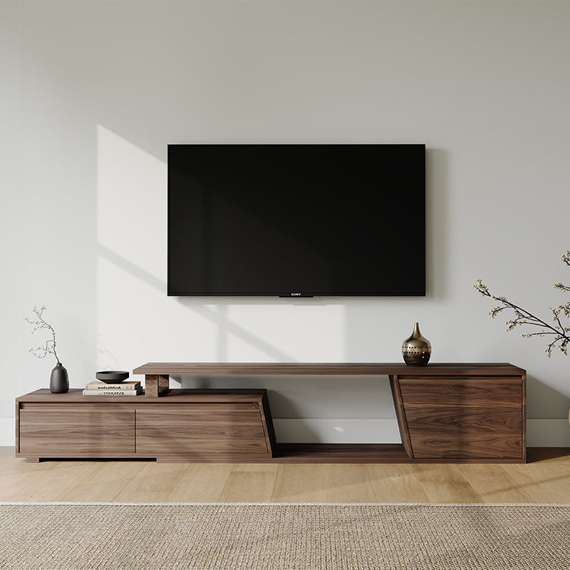 Miya Japandi Extendable TV Stand with Storage and LED Lights