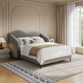 Kelly Nordic Grey Velvet Upholstered Bed Frame Set with 2 Nightstands