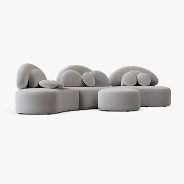 Elina Nordic Gray 7 Seater Curved Sectional Sofa & Couch