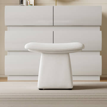 Elina Nordic Living Room Saddle Stool with Sherpa Fabric