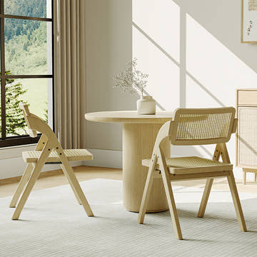 Miya Japandi PVC Folding Rattan Dining Chair for Small Spaces (set of 2)