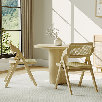 Miya Japandi PVC Folding Rattan Dining Chair for Small Spaces (set of 2)