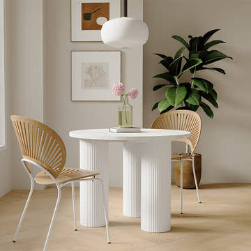 Kelly Nordic 39.4 Inch 3 Legs White Round Dining Table for Small Spaces