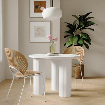 Kelly Nordic 39.4 Inch 3 Legs White Round Dining Table for Small Spaces