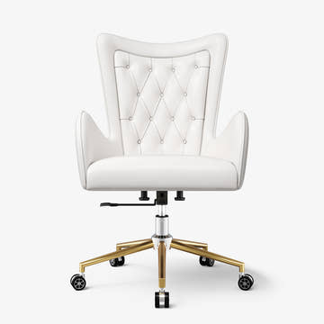 Sophie Common Luxury White Leather Ergonomic Office Adjustable Height Swivel Chair