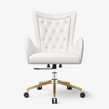 Sophie Common Luxury White Leather Ergonomic Office Adjustable Height Swivel Chair