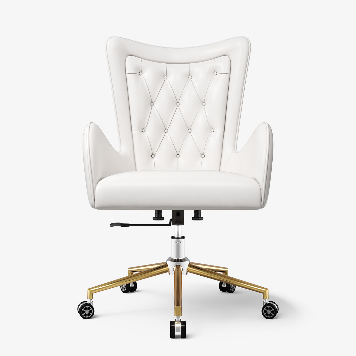 Sophie Common Luxury White Leather Ergonomic Office Chair with Adjustable Height and Swivel