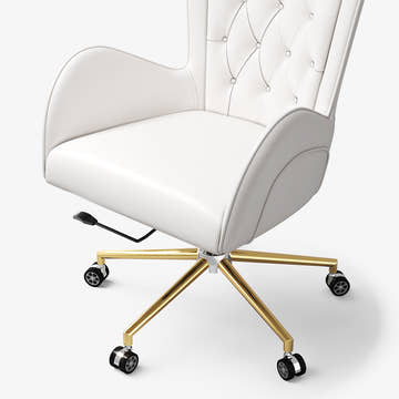 Sophie Common Luxury White Leather Ergonomic Office Adjustable Height Swivel Chair