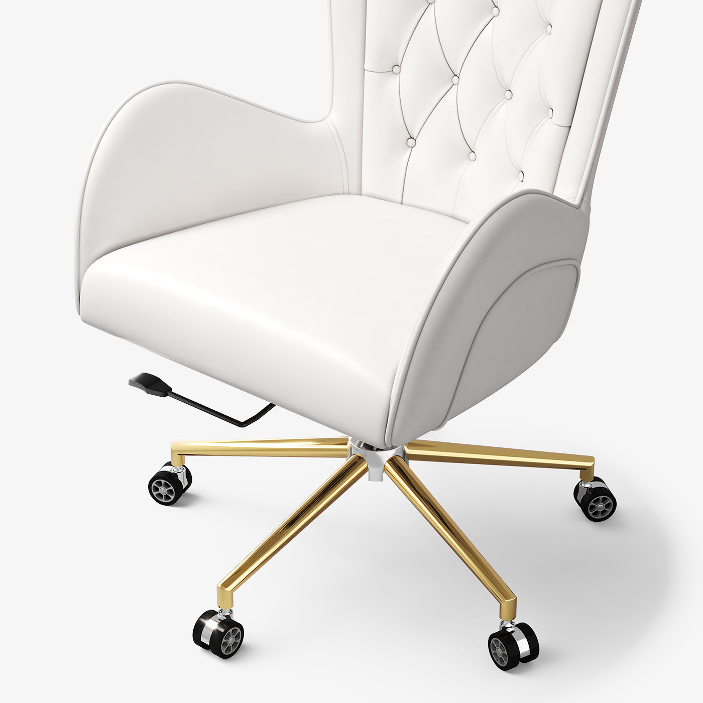 Sophie Common Luxury White Leather Ergonomic Office Chair with Adjustable Height and Swivel