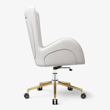 Sophie Common Luxury White Leather Ergonomic Office Adjustable Height Swivel Chair