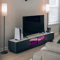 Thomas Modern LED Lights Dark Gray TV Stand with Drawers