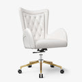 Sophie Common Luxury White Leather Ergonomic Office Chair with Adjustable Height and Swivel