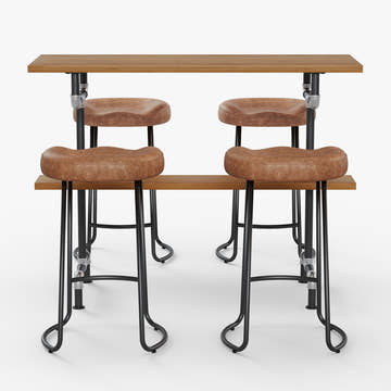 Smith Industrial 55.2 inch Dining Room Rectangle Wooden Bar Table Set for 4 with 4 Chairs for Kitchen