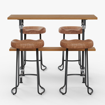 Smith Industrial 55.2 inch Dining Room Rectangle Wooden Bar Table Set for 4 with 4 Chairs for Kitchen