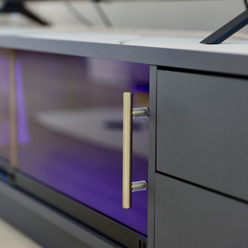 Thomas Modern LED Lights Dark Gray TV Stand & Coffee Table Set