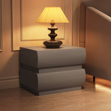 Kelly Nordic Smart Side Table Night Stand with Built-in Power Strip and Drawers