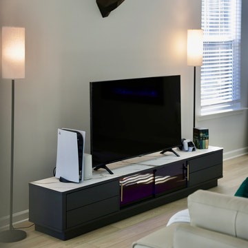 Thomas Modern LED Lights Dark Gray TV Stand & Coffee Table Set