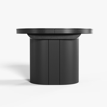 George Modern Black Oval & Round 43.3-55.2 Inch Extendable Small Butterfly Leaf Dining Table Set with 4 Chairs for 4