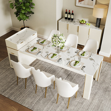 Eden Common Luxury White Dining Chair with Arms (Set of 2)