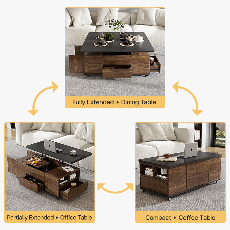 George Modern Lift Top Coffee Table with Storage Drawers