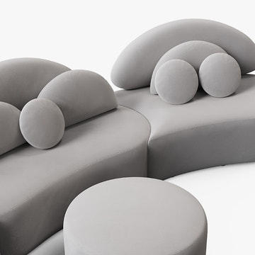 Elina Nordic Gray 7 Seater Curved Sectional Sofa & Couch