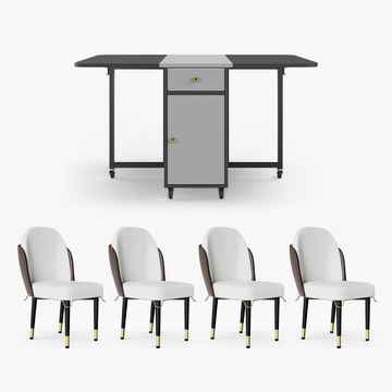 Jackson Modern Black Folding Dining Table Set with 4 Chairs