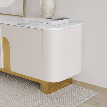 Elina Nordic Rounded-Corner TV Stand with Storage