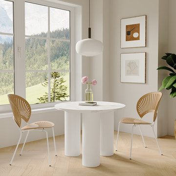 Kelly Nordic 39.4 Inch 3 Legs White Round Dining Table for Small Spaces
