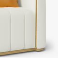 Sophie Common Luxury Off White 3 Seater Leather Couch with Gold Legs