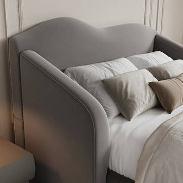 Kelly Nordic LED Light Queen Platform Bed Frame with Headboard Set with 2 Nightstands