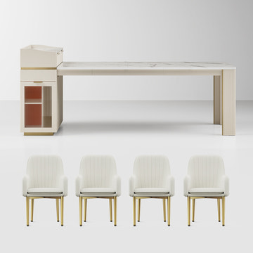 Selene Modern Extendable Dining Table & 4 Chairs Set with Light and Storage