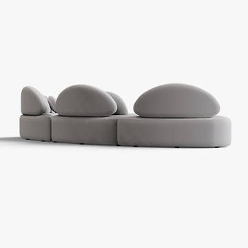 Elina Nordic Gray 7 Seater Curved Sectional Sofa & Couch