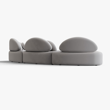 Elina Nordic Gray 7 Seater Curved Sectional Sofa & Couch