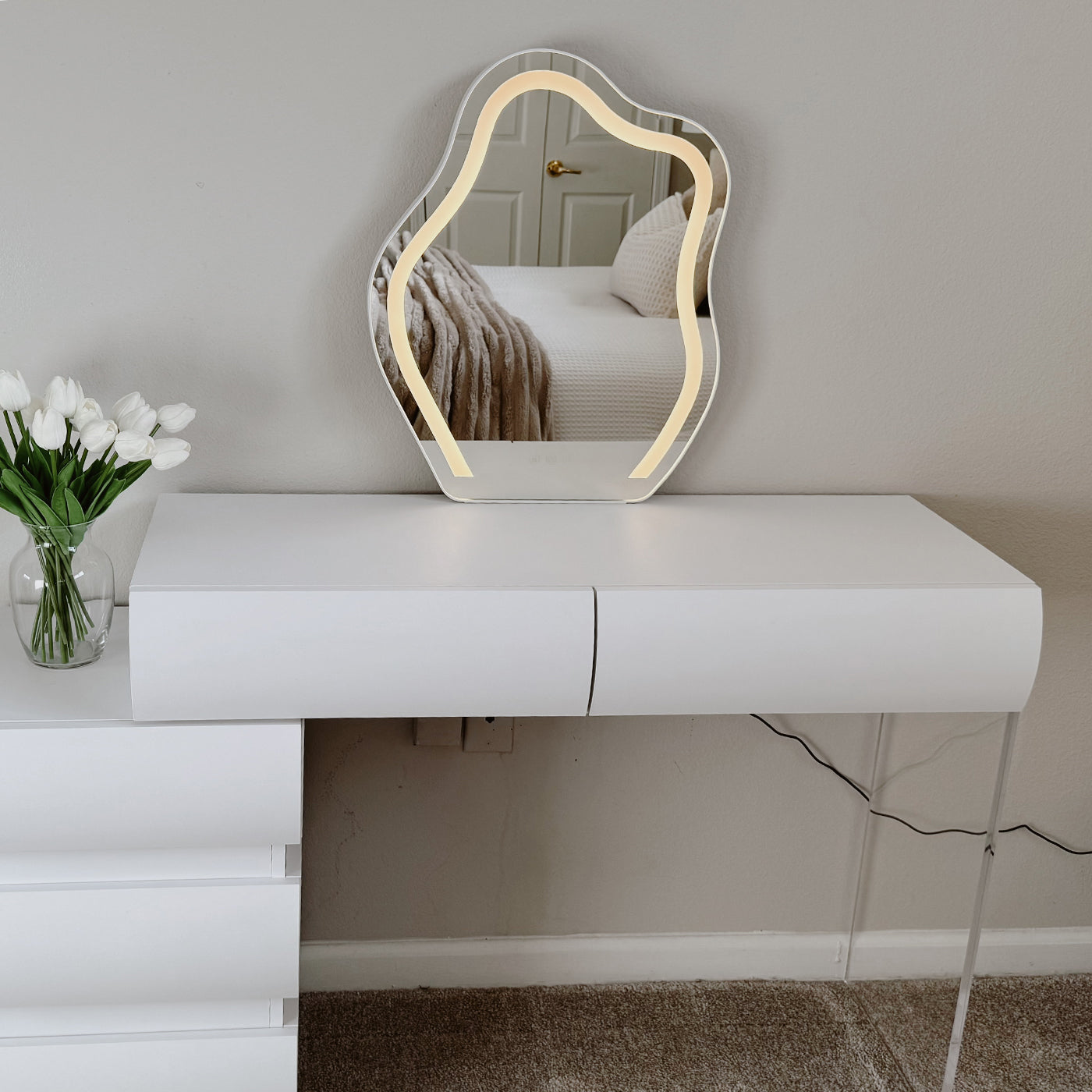 Elina Nordic Vanity Table with LED Mirror and Drawers