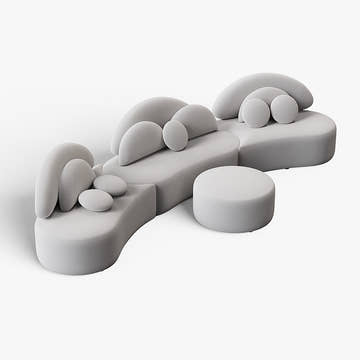 Elina Nordic Gray 7 Seater Curved Sectional Sofa & Couch