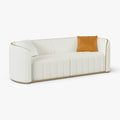 Sophie Common Luxury Off White 3 Seater Leather Couch with Gold Legs