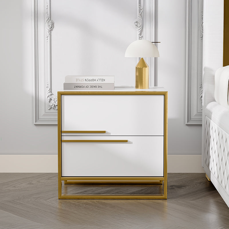 Cassandra Common Luxury White Lacquer Square Nightstand