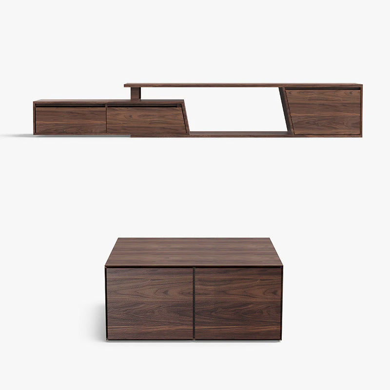 Japandi Extendable TV Console with Storage & LED Lights | Aliving Home