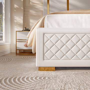 Cassandra Common Luxury PU Upholstered King Size Platform Bed Frame with Storage and Headboard