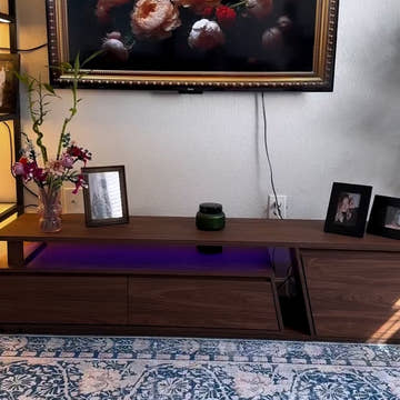 Miya Japandi Extendable TV Console with Storage and LED Lights