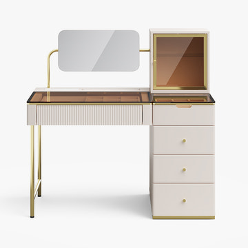 Cassandra Common Luxury Beige Vanity Table with Adjustable Mirror and Cassandra Common Luxury Beige Vanity Table with Adjustable Mirror and
