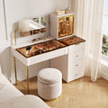 Cassandra Common Luxury Beige Vanity Table with Adjustable Mirror and Storage